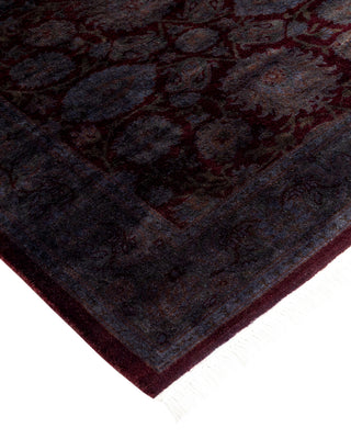Modern Overdyed Hand Knotted Wool Purple Runner 2' 7" x 11' 9"