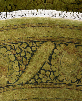 Contemporary Overdyed Wool Hand Knotted Green Round Area Rug 9' 1" x 9' 1"