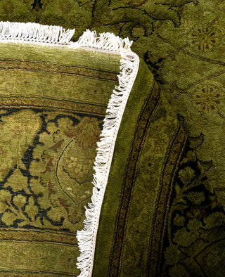 Contemporary Overdyed Wool Hand Knotted Green Round Area Rug 9' 1" x 9' 1"