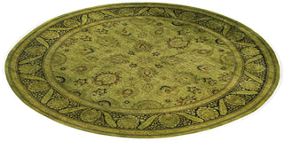 Contemporary Overdyed Wool Hand Knotted Green Round Area Rug 9' 1" x 9' 1"
