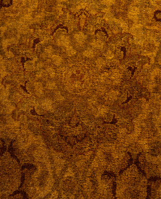 Contemporary Overdyed Wool Hand Knotted Gold Round Area Rug 5' 1" x 5' 1"