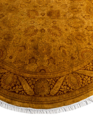 Contemporary Overdyed Wool Hand Knotted Gold Round Area Rug 5' 1" x 5' 1"