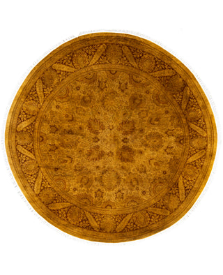 Contemporary Overdyed Wool Hand Knotted Gold Round Area Rug 5' 1" x 5' 1"