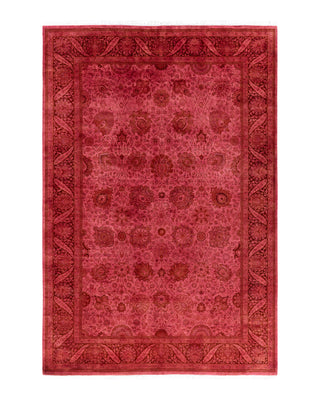 Contemporary Overyed Wool Hand Knotted Pink Area Rug 6' 2" x 9' 1"