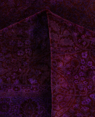 Overdyed One-of-a-Kind Wool Purple Area Rug 6' 1" x 9' 1"
