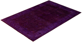 Overdyed One-of-a-Kind Wool Purple Area Rug 6' 1" x 9' 1"