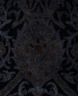 Contemporary Overdyed Wool Hand Knotted Black Round Area Rug 6' 2" x 6' 3"