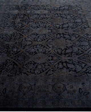 Contemporary Overdyed Wool Hand Knotted Black Round Area Rug 6' 2" x 6' 3"