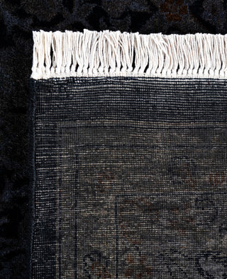Contemporary Overdyed Wool Hand Knotted Black Round Area Rug 6' 2" x 6' 3"