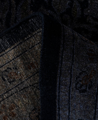 Contemporary Overdyed Wool Hand Knotted Black Round Area Rug 6' 2" x 6' 3"