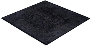 Contemporary Overdyed Wool Hand Knotted Black Round Area Rug 6' 2" x 6' 3"