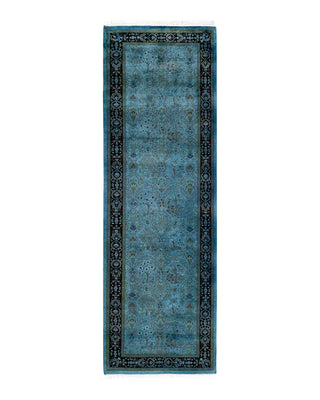 Contemporary Fine Vibrance Blue Wool Area Rug 2' 7" x 8' 1"