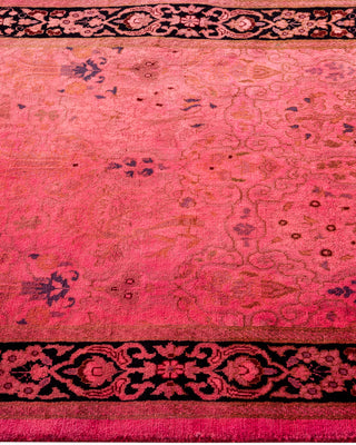 Modern Overdyed Hand Knotted Wool Pink Runner 2' 7" x 9' 9"