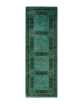 Contemporary Fine Vibrance Green Wool Area Rug 3' 1" x 9' 0"