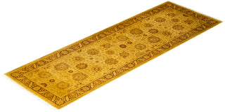 Overdyed Hand-Knotted Wool Modern-Contemporary Yellow Runner 3' 2" x 9' 5"