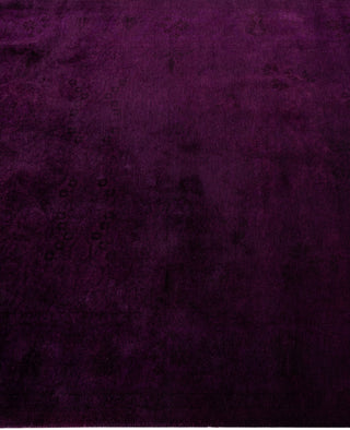 Contemporary Overdyed Wool Hand Knotted Purple Runner 3' 2" x 12' 5"
