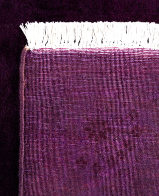 Contemporary Overdyed Wool Hand Knotted Purple Runner 3' 2" x 12' 5"