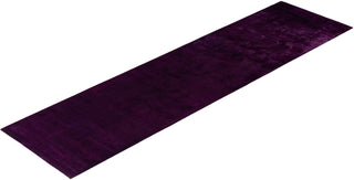 Contemporary Overdyed Wool Hand Knotted Purple Runner 3' 2" x 12' 5"