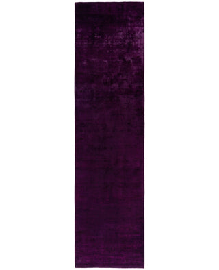 Contemporary Overdyed Wool Hand Knotted Purple Runner 3' 2" x 12' 5"