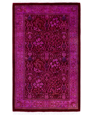 Overdyed Hand-Knotted Wool Modern-Contemporary Pink Area Rug 2' 8" x 4' 3"