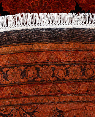 Contemporary Overdyed Wool Hand Knotted Orange Round Area Rug 12' 1" x 12' 1"