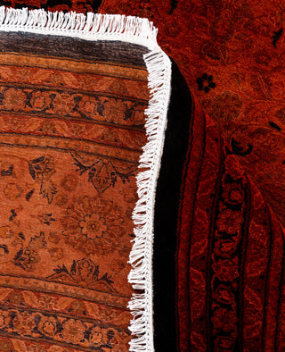 Contemporary Overdyed Wool Hand Knotted Orange Round Area Rug 12' 1" x 12' 1"