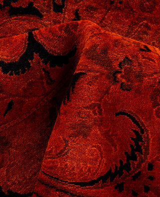 Contemporary Overdyed Wool Hand Knotted Orange Round Area Rug 12' 1" x 12' 1"
