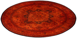 Contemporary Overdyed Wool Hand Knotted Orange Round Area Rug 12' 1" x 12' 1"