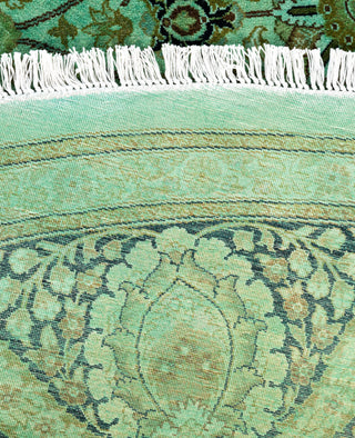 Contemporary Overdyed Wool Hand Knotted Green Round Area Rug 9' 1" x 9' 1"