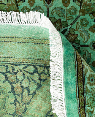 Contemporary Overdyed Wool Hand Knotted Green Round Area Rug 9' 1" x 9' 1"