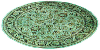 Contemporary Overdyed Wool Hand Knotted Green Round Area Rug 9' 1" x 9' 1"