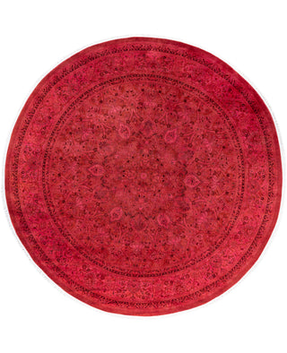 Contemporary Overdyed Wool Hand Knotted Pink Round Area Rug 8' 1" x 8' 1"