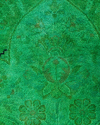 Contemporary Hand-Knotted Overdyed Green Round Area Rug 8' 1" x 8' 1"