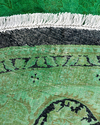 Contemporary Hand-Knotted Overdyed Green Round Area Rug 8' 1" x 8' 1"