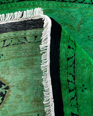 Contemporary Hand-Knotted Overdyed Green Round Area Rug 8' 1" x 8' 1"
