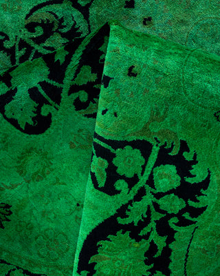 Contemporary Hand-Knotted Overdyed Green Round Area Rug 8' 1" x 8' 1"
