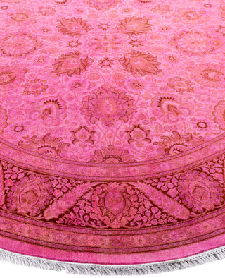 Overdyed One-of-a-Kind Wool Pink Round Area Rug 7' 1" x 7' 1"
