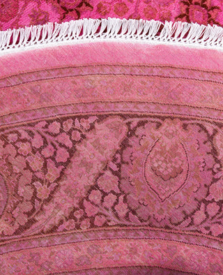 Overdyed One-of-a-Kind Wool Pink Round Area Rug 7' 1" x 7' 1"