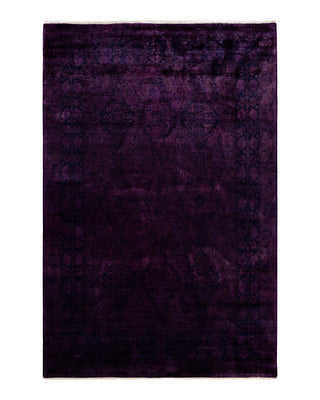 Contemporary Overyed Wool Hand Knotted Purple Area Rug 6' 3" x 9' 0"