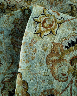 Contemporary Hand-Knotted Overdyed Gray Square Area Rug 9' 1" x 9' 1"