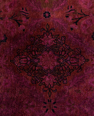 Contemporary Overdyed Wool Hand Knotted Purple Round Area Rug 7' 1" x 7' 1"