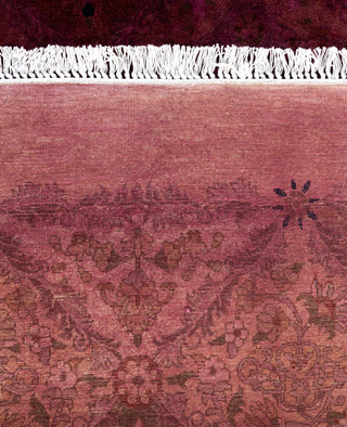 Contemporary Overdyed Wool Hand Knotted Purple Round Area Rug 7' 1" x 7' 1"