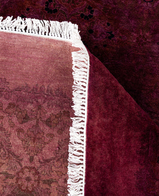 Contemporary Overdyed Wool Hand Knotted Purple Round Area Rug 7' 1" x 7' 1"