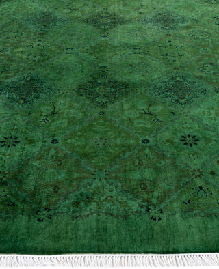 Contemporary Overdyed Wool Hand Knotted Green Round Area Rug 7' 1" x 7' 1"