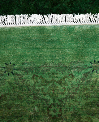 Contemporary Overdyed Wool Hand Knotted Green Round Area Rug 7' 1" x 7' 1"