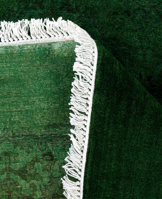 Contemporary Overdyed Wool Hand Knotted Green Round Area Rug 7' 1" x 7' 1"