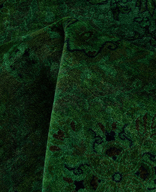 Contemporary Overdyed Wool Hand Knotted Green Round Area Rug 7' 1" x 7' 1"