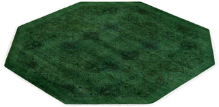 Contemporary Overdyed Wool Hand Knotted Green Round Area Rug 7' 1" x 7' 1"