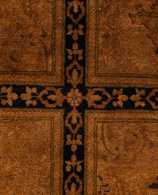 Overdyed One-of-a-Kind Wool Brown Octagon Area Rug 7' 1" x 7' 1"