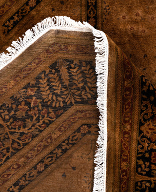 Overdyed One-of-a-Kind Wool Brown Octagon Area Rug 7' 1" x 7' 1"